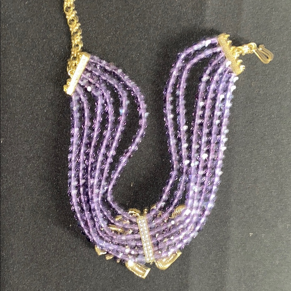 Heidi Daus Purple and Gold Necklace with Ornate Centerpiece - Picture 4 of 5